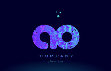 ao a o bubble circle dots pink blue alphabet letter logo icon vector