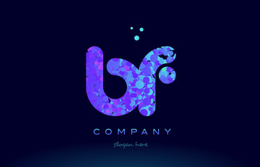 Fototapeta premium bf b f bubble circle dots pink blue alphabet letter logo icon vector