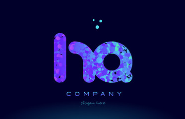 hq h q bubble circle dots pink blue alphabet letter logo icon vector
