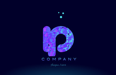 ip i p bubble circle dots pink blue alphabet letter logo icon vector