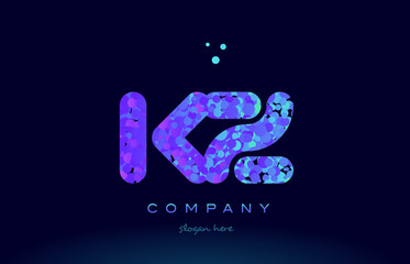 kz k z bubble circle dots pink blue alphabet letter logo icon vector