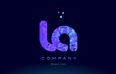 la l a bubble circle dots pink blue alphabet letter logo icon vector