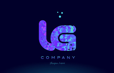 lg l g bubble circle dots pink blue alphabet letter logo icon vector