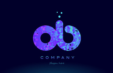 ob o b bubble circle dots pink blue alphabet letter logo icon vector