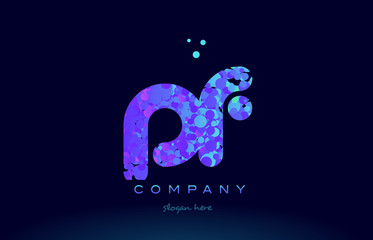 pf p f bubble circle dots pink blue alphabet letter logo icon vector