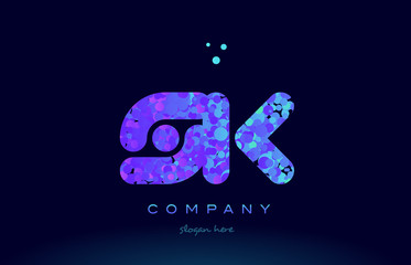 sk s k bubble circle dots pink blue alphabet letter logo icon vector