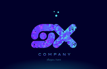 sx s x bubble circle dots pink blue alphabet letter logo icon vector