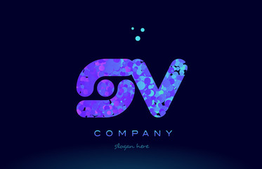 sv s v bubble circle dots pink blue alphabet letter logo icon vector