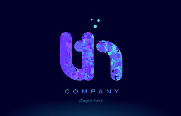 th t h bubble circle dots pink blue alphabet letter logo icon vector