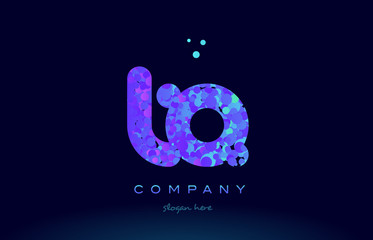 tq t q bubble circle dots pink blue alphabet letter logo icon vector