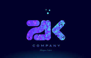 zk z k bubble circle dots pink blue alphabet letter logo icon vector