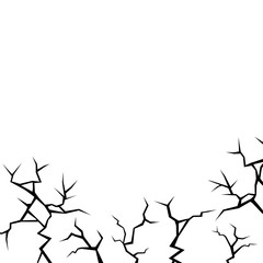 Earth cracks or lightning on white background. Ground texture design.