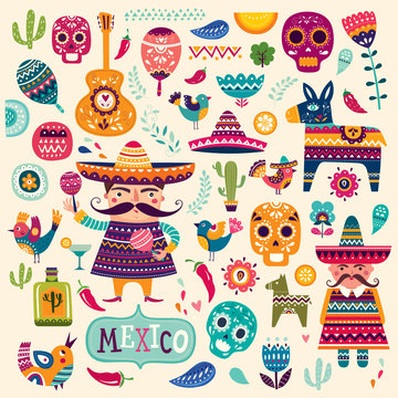 Pattern with symbols of Mexico 