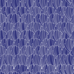 Blue and white floral background. Iris flowers vector seamless pattern, japanese style.