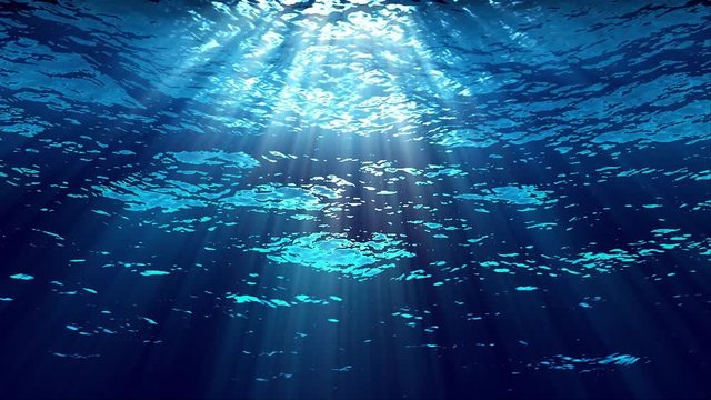Oceanic 0209: Underwater light filters down through blue water (Loop).