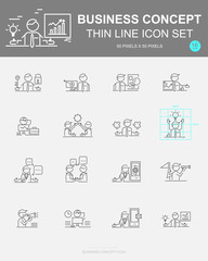 Set of Business concept Vector Line Icons. Includes money, work, management, team and more. 50 x 50 Pixel.