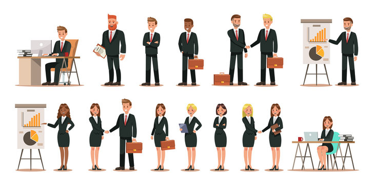 Set of business characters working in office. Vector illustration design No.5