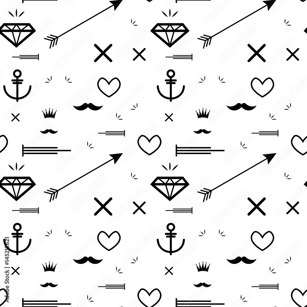Poster abstract seamless pattern with many elements