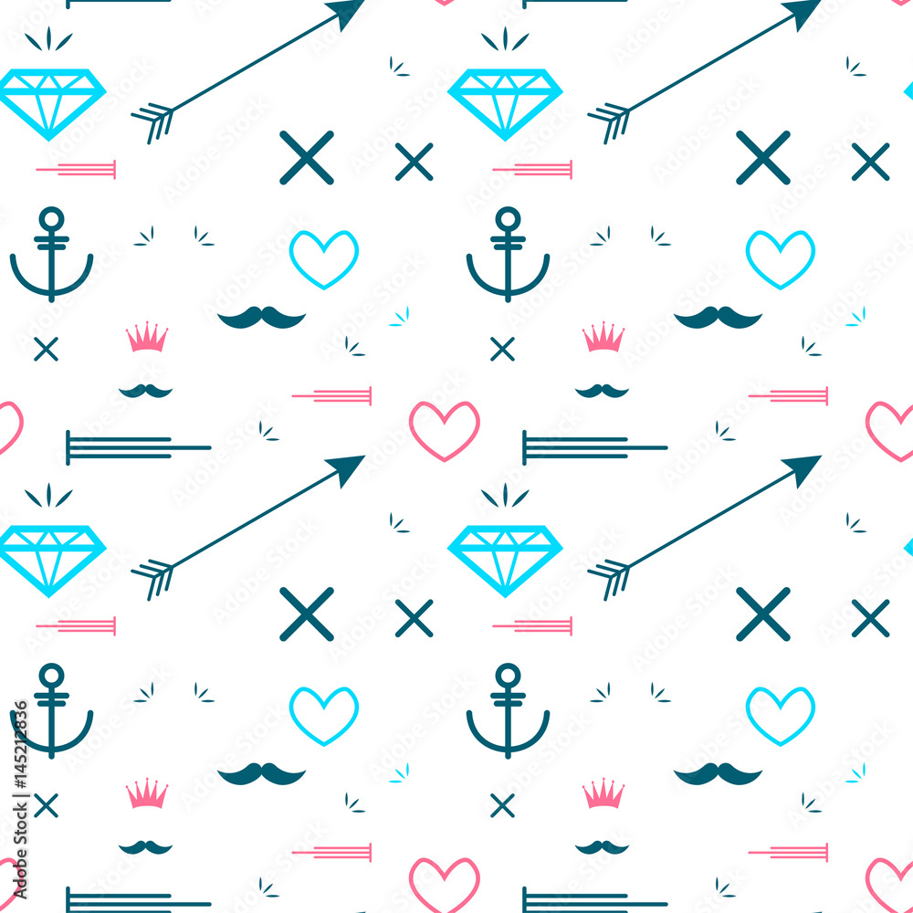 Poster abstract seamless pattern with many elements