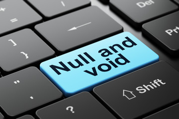 Law concept: Null And Void on computer keyboard background