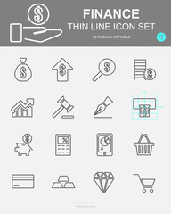 Set of Finance Vector Line Icons. Includes money, card, piggy, profit and more. 50 x 50 Pixel.