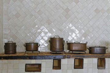 Pots and pans in the kitchen of Palace of Sintra