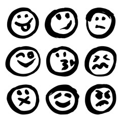 Set of Black Emoticons on White Background