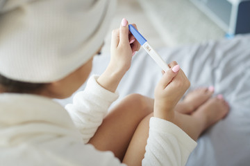 Pregnancy test showing positive results