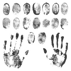 Set of Black Fingerprints on White Background