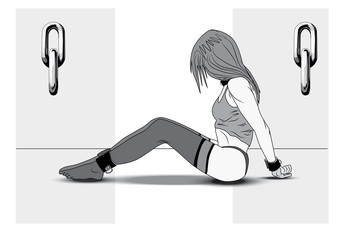 Slavegirl chained hands behind vector eps 10 file