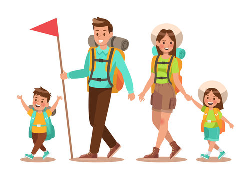 Family lifestyle. Family travel time. Happy family go to Camping. Vector illustration design. no2