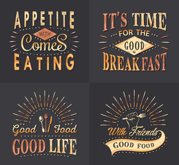 Set of Vintage Food Typographic Quotes