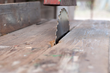 Old machine table saw,circular saw for wood work.