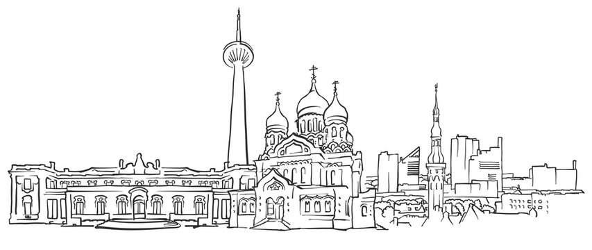 Tallinn Estonia Panorama Sketch