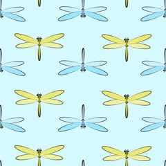 Fototapeta na wymiar dragonfly pattern on blue background