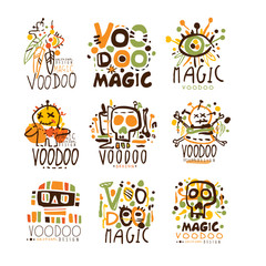 Voodoo African and American magic set for label design. Spiritual, magical, cultural vector Illustrations