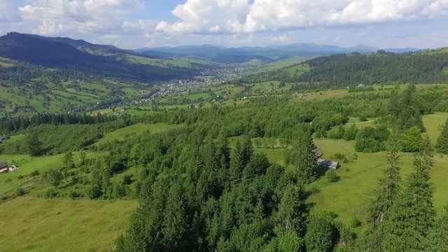 Quadrocopters Flying Over Beautiful Mountains In Ukraine