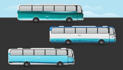 Branding design of passenger bus. Templates for transport. Mock up for advertising and corporate identity. Graphics elements for business or inspiration.