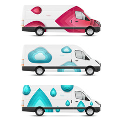 Set of branding design templates white bus. Mock up transport for advertising, business and corporate identity.