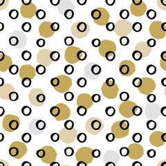 Two color textured polka dot background, seamless vector pattern.