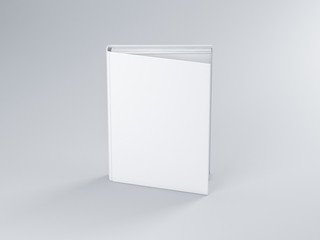 White Book Mockup with textured cover, Slightly open, 3d rendering