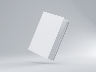 White Slightly open Book Mockup with hard textured cover, 3d rendering