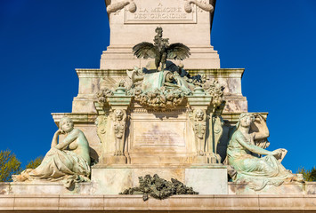 Monument aux Girondins on the Quinconces square in Bordeaux - France