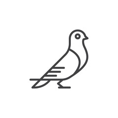 Carrier pigeon line icon, outline vector sign, linear style pictogram isolated on white. Dove Symbol, logo illustration. Editable stroke. Pixel perfect
