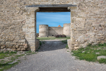 Ancient castle in summer. Ukrainian landmark Akkerman