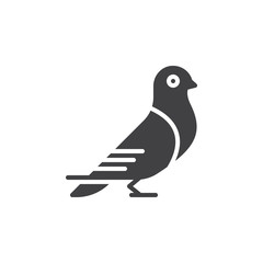 Carrier pigeon icon vector, filled flat sign, solid pictogram isolated on white. Dove symbol, logo illustration. Pixel perfect