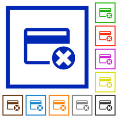 Cancel credit card flat framed icons