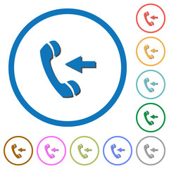 Incoming phone call icons with shadows and outlines