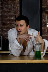 Funny sexy guy in the kitchen.  