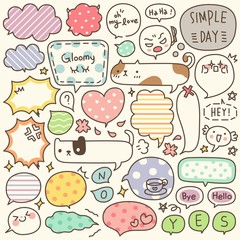 Set of Hand Drawn Speech and Thought Bubbles Doodle